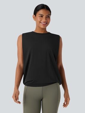 Ruched Cool Touch Yoga Top Black Size M